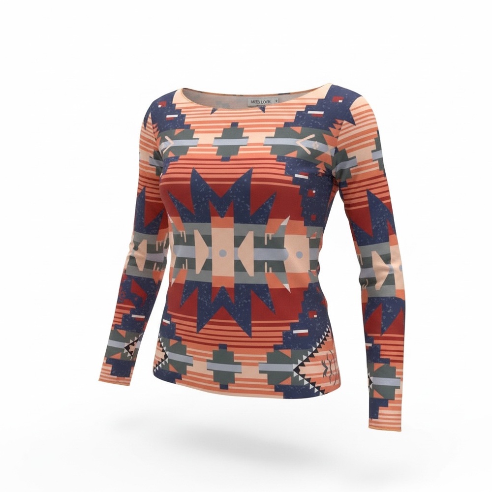 MISSLOOK Multicolor Geometric Long Sleeve Top